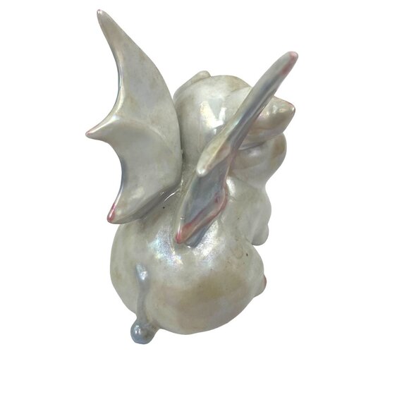 Adorable Collectible Porcelain Flying Pig Figurine With Iridescent Finish Hand-P - Picture 7 of 8